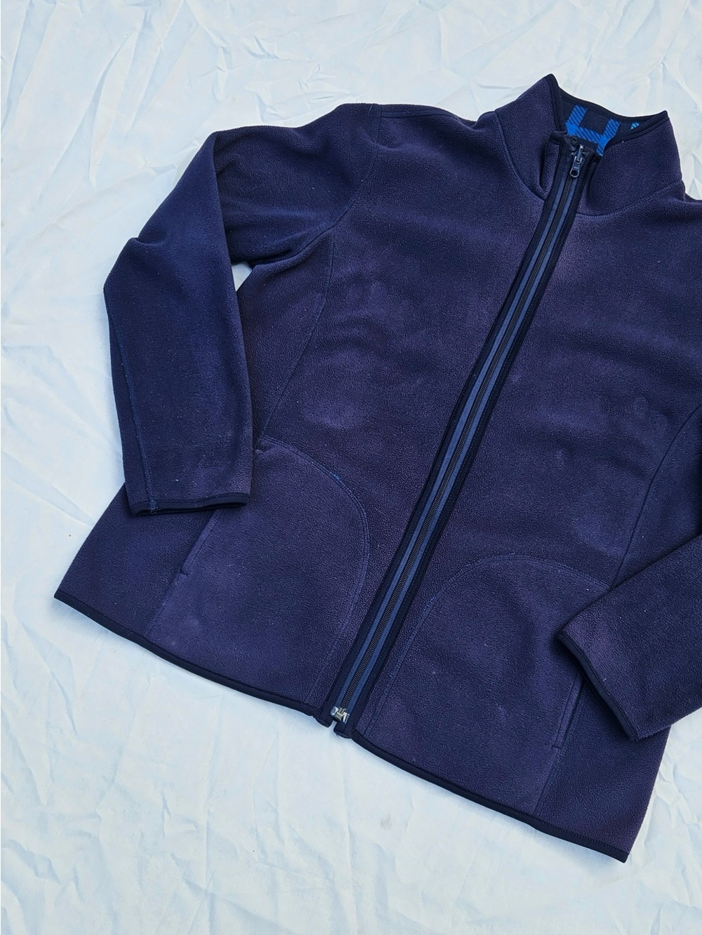 VINTAGE reversible blue plaid sweater - Picture 9 of 15
